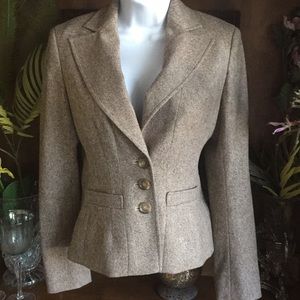 Ann Taylor XS brown tweed wool blazer NWOT